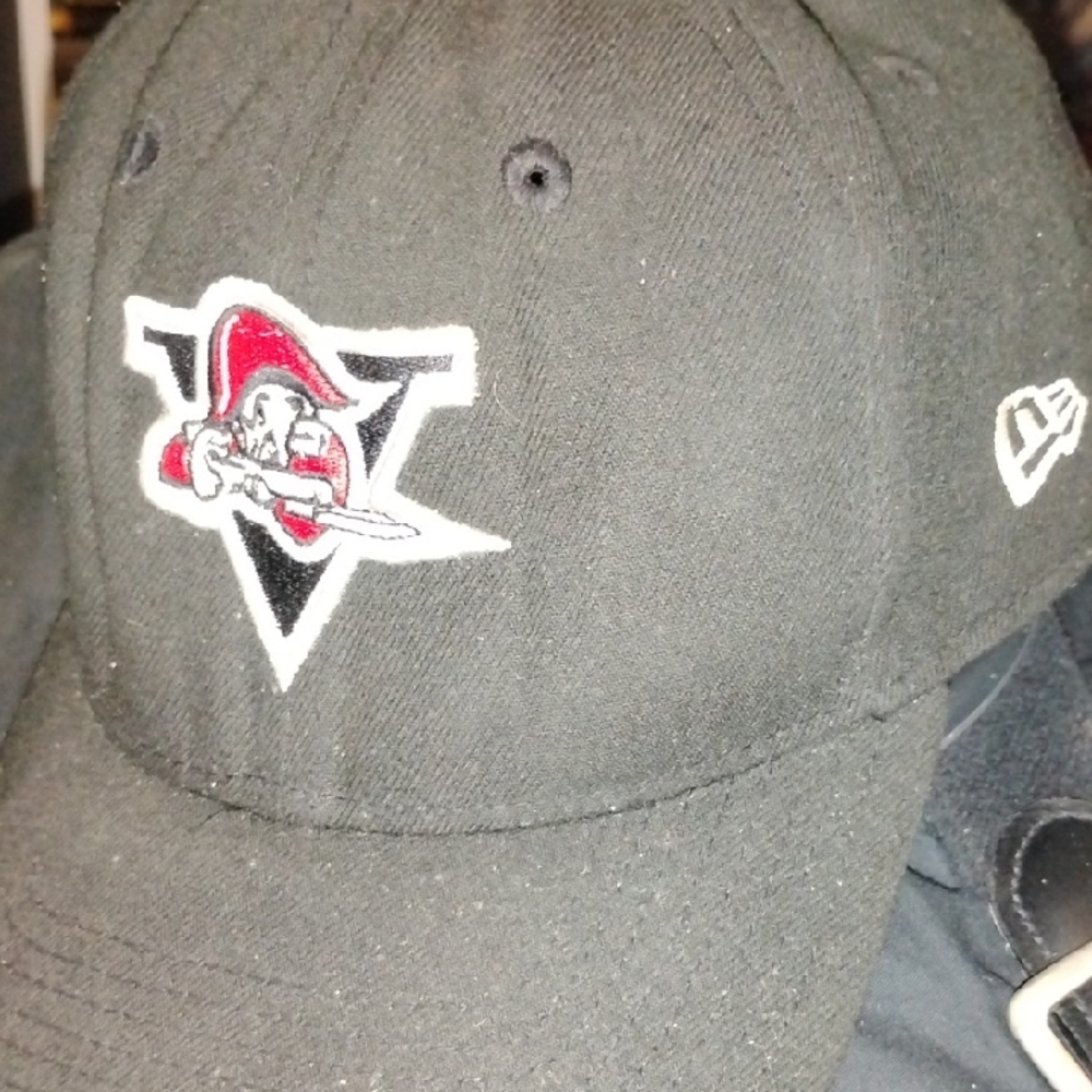 New Era Black Cap with Red and White Embroidery